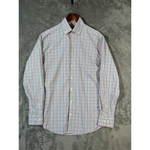 Peter Millar Other - Peter Millar Shirt Mens Medium Blue Pink Plaid Summer Comfort Performance Golf